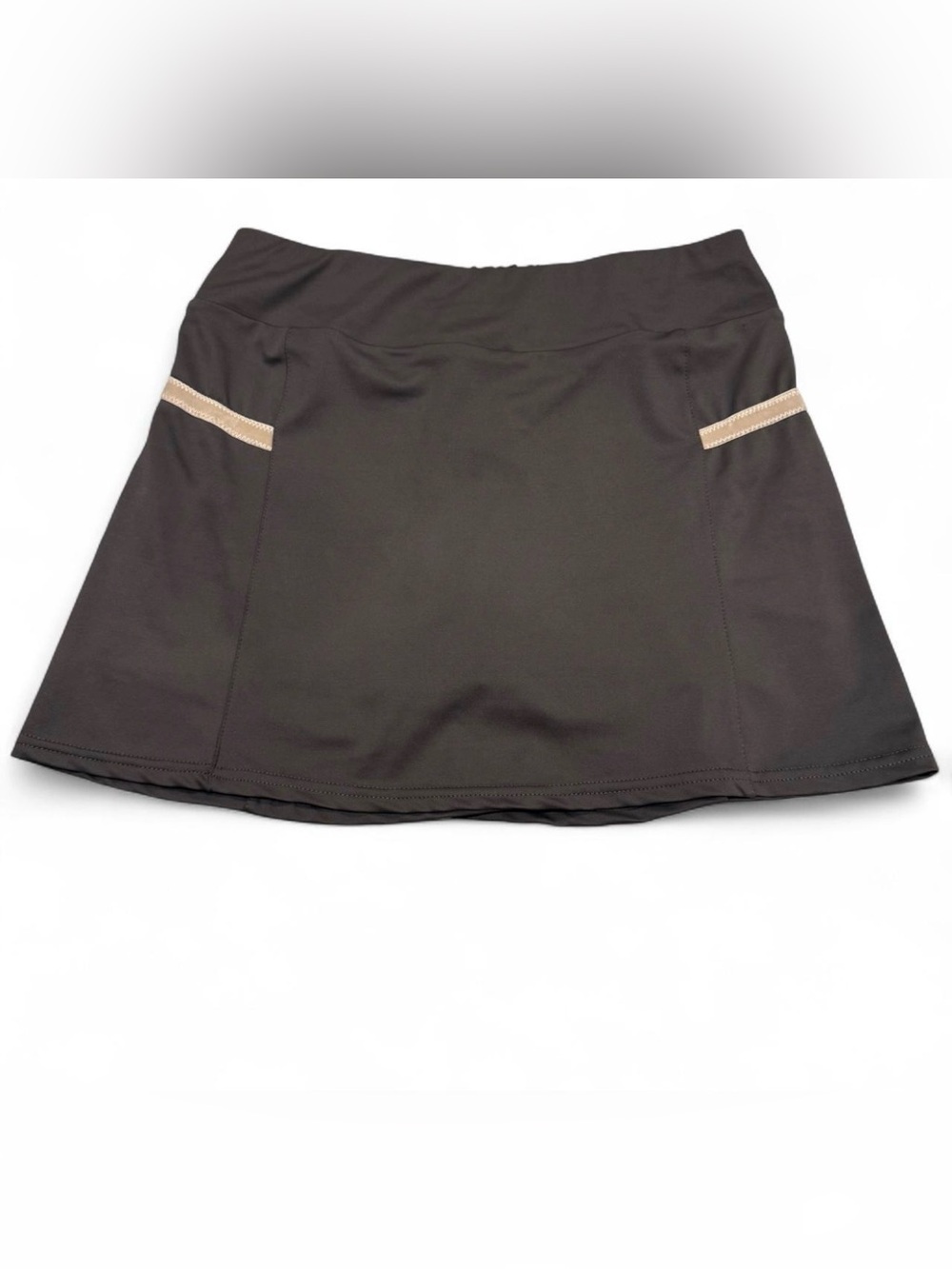 Poshdivan Black Women's Athletic Skort with Tan Accent